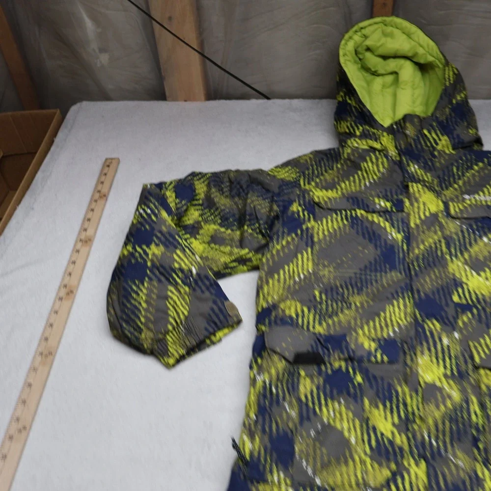 Columbia Jacket‎ Boys 14/16 Green Plaid Waterproof Insulated Hooded Ski Parka